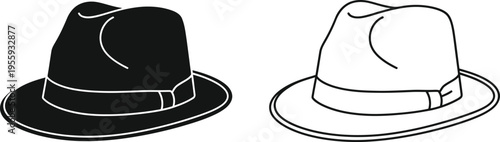 Fedora Hat Vector Icons Set Vector
