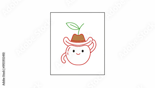 Cute Cartoon Cherry Character Wearing a Cowboy Hat and Waving