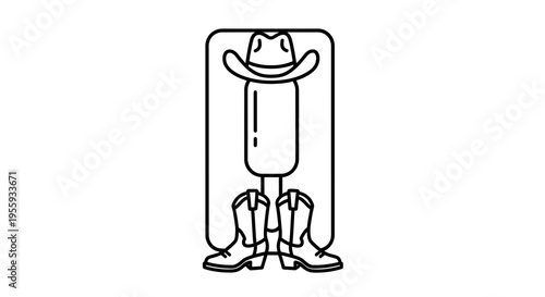 Cowboy Hat and Boots Icon: Western Style Graphic Element