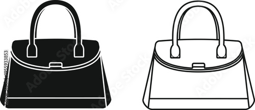 Elegant Handbag Icon Set Vector