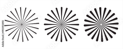 Abstract radial line pattern progression. Minimalist abstract illustration showing radial line patterns evolving in density, symbolizing motion, focus, geometry, and visual rhythm .