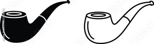 Tobacco Pipe Icon Set Vector