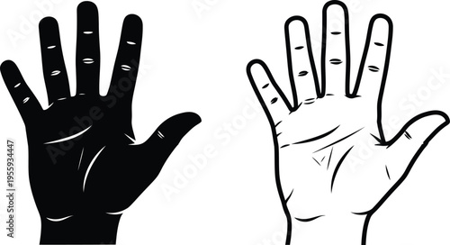 Black and White Human Hand Palm Vector Illustration Vector