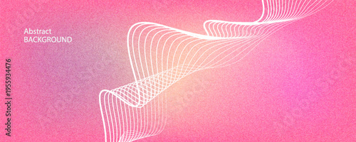 An abstract background with a pink base color and waves running through the center of the image. The waves are white, gradually changing to transparent, with thin lines adding depth.