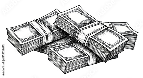 Stack of Money Illustration - Hand-drawn Style