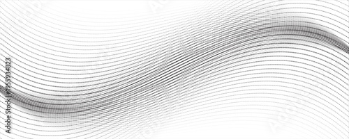 Abstract black and white halftone wave pattern with subtle distortion and gradual density change