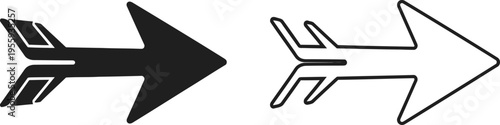Modern Arrow Icon Set Solid and Outline Vector Vector