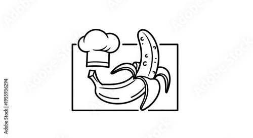 Chef Banana Icon: Whimsical Cooking and Healthy Food Concept