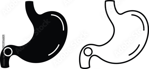 Human Stomach Anatomy Organ Icon Set Vector