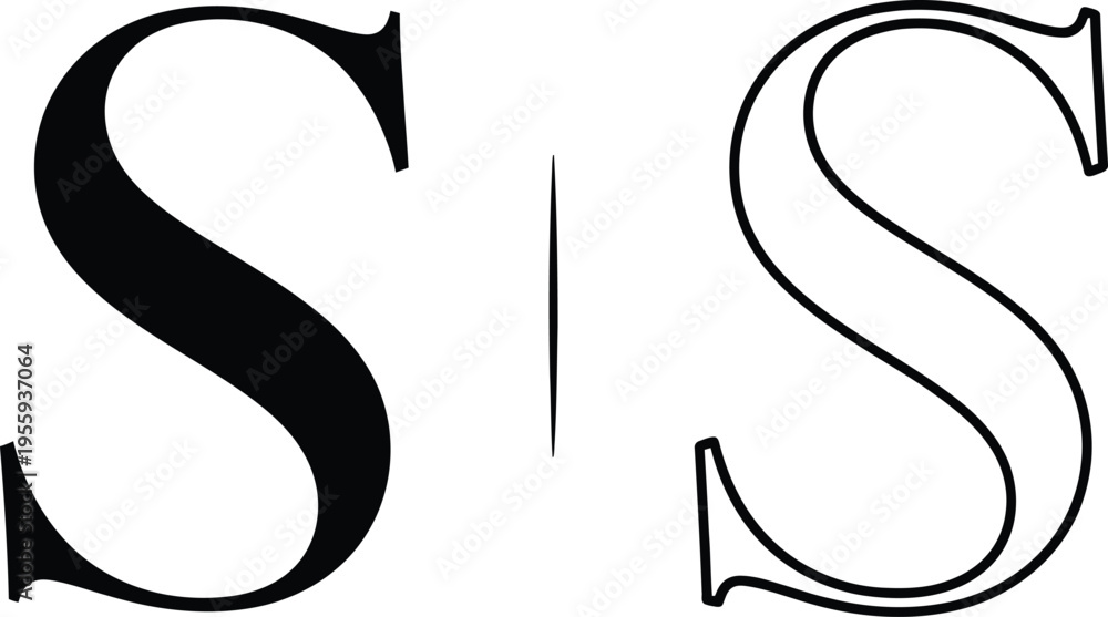 Obraz premium Letter S Solid and Outline Typography Design Vector