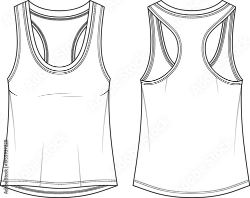Long sleeve pajama set with heart print, technical fashion sketch, front and back view, CAD flat vector illustration apparel template