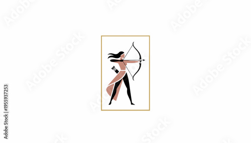 Archer Woman Silhouette, Bow and Arrow, Target Practice, Athleticism, Focus, Minimalist Design