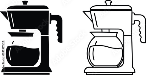 Coffee Maker Machine Icon Set Vector