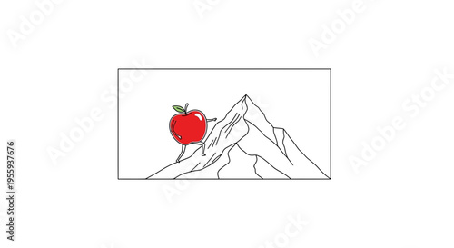 Apple Climbing Mountain Peak - Healthy Lifestyle Concept
