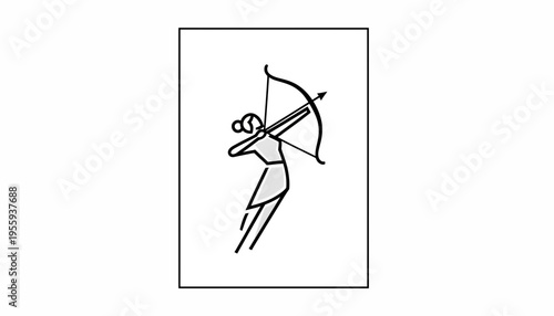 Archer aiming bow and arrow, stylized illustration, archery sport, focus and precision