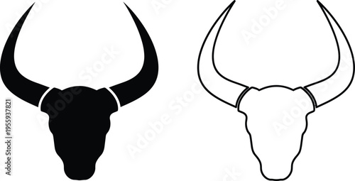 Bull Head Icon Vector Set Vector