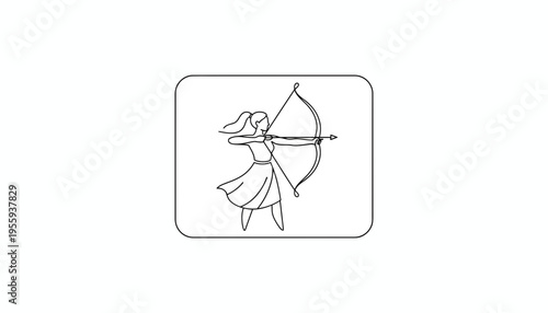 Archer Woman Silhouette Drawing, Target Practice, Archery Sport