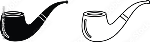 Tobacco Pipe Icon Set Vector