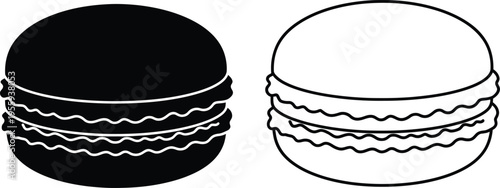 Macaron Icon Set: Silhouette and Line Art Design Vector