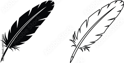 Feather Quill Pen Icon Set Vector