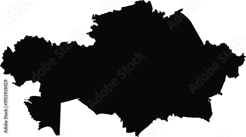 Kazakhstan map silhouette in black on white background