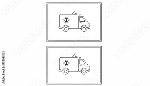 Ambulance Vehicle Icon Outline, Emergency Medical Service Transport, Vector Illustration