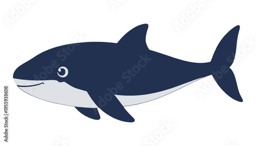 Cartoon Blue Shark Vector Illustration on Transparent Background for Kids and Education