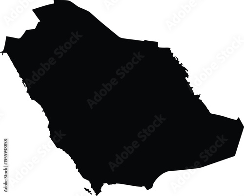 Saudi Arabia map in black silhouette on white background