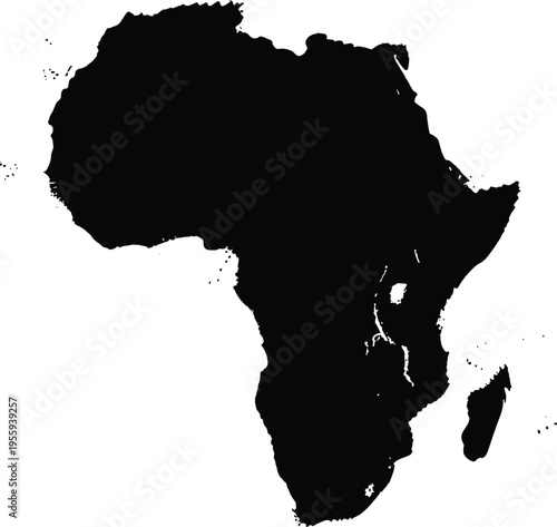 Vibrant African continent map in bold black silhouette