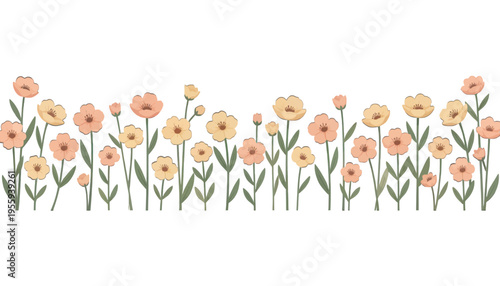 Delicate Floral Pattern Vector, Repeating Flower Design for Fabric, Wallpaper, and Digital Art