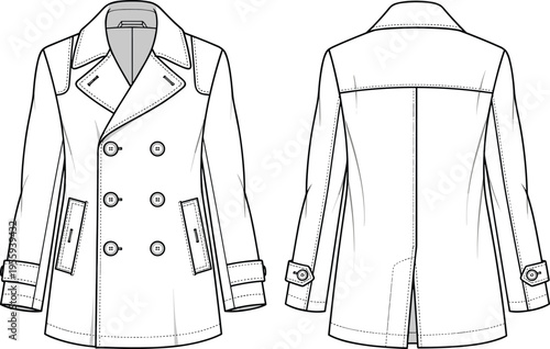 High waisted bikini bottom with side tie detail technical fashion flat sketch, cad drawing flat vector illustration for swimwear design