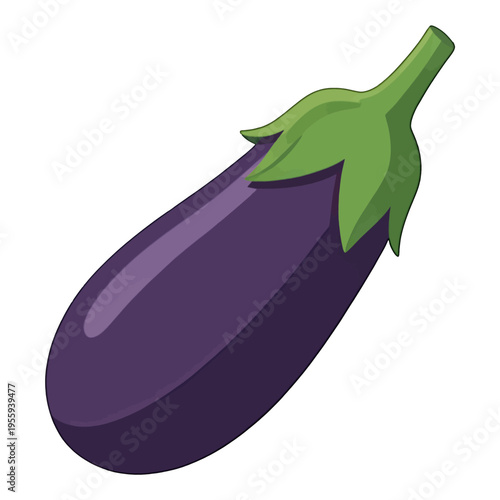 Eggplant Vegetable Vector Illustration, Fresh Purple Eggplant Isolated on Transparent Background for Food and Nutrition Design