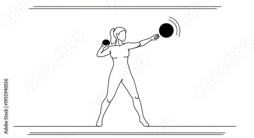 Woman Shot Putter Athlete Training for Competition