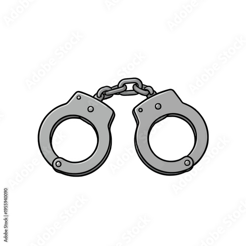 Handcuffs Vector Icon, Simple Metal Design, Security Concept for Legal or Law Enforcement Use