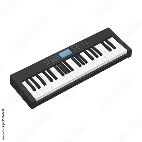 Keyboard Instrument Vector Illustration, Isolated Musical Keyboard Keys for App and Web Design