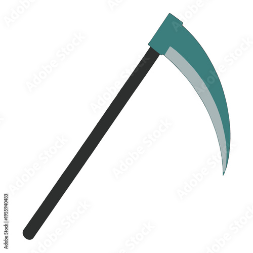 Large Curved Scythe Vector Icon Isolated on Transparent Background for Modern Design