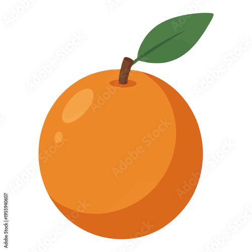 Plump Orange Fruit Vector Illustration, Simple Flat Icon for Food or Health Projects