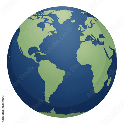 Vector World Globe Illustration, Flat Design, Isolated for Educational and Travel Apps