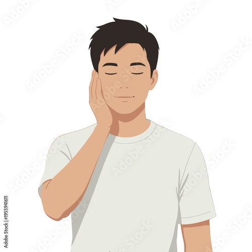 Young Man Holding Face in Pain, Isolated Vector Illustration for Health and Wellness Campaigns
