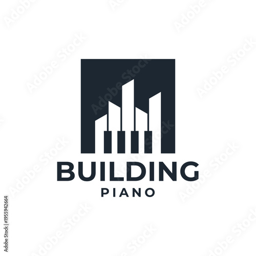 Creative building piano logo silhouette