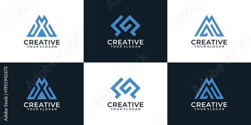 Set of modern monogram letter m logo design inspiration