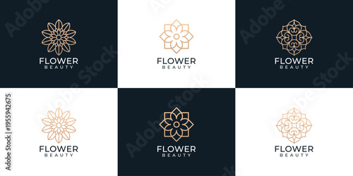 Set of creative beauty flower spa logo bundle