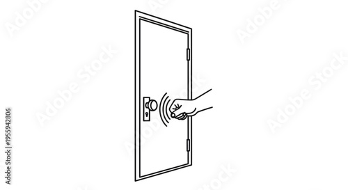Hand opening door with wireless signal, access control concept