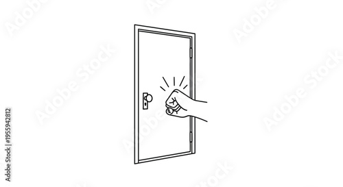 Hand knocking on a closed door, invitation, seeking entry, communication concept