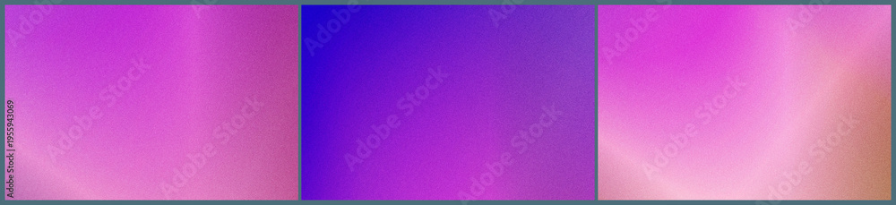 Fototapeta premium Three vivid gradient panels in magenta and blue tones create a dynamic triptych composition, ideal for futuristic branding, web headers, and bold digital designs.
