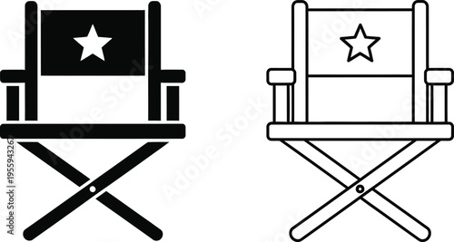 Director Chair Icon Set Vector