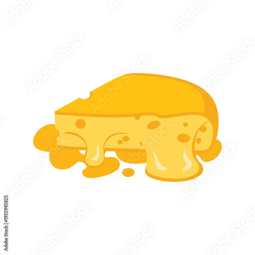 Cheese Illustration of Melting Slice on Black Background