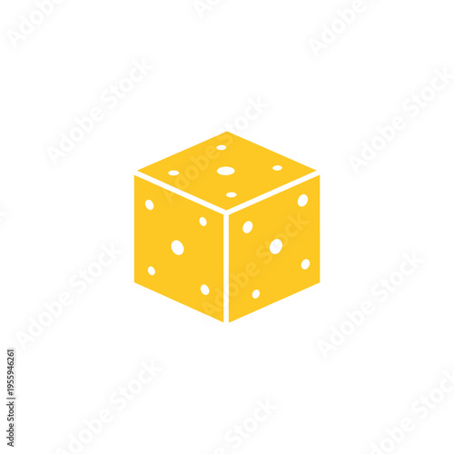Cheese Cube Yellow with Holes Illustration