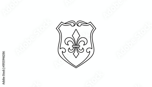 Elegant Shield Emblem with Fleur-de-lis and Diamond - Heraldic Symbol