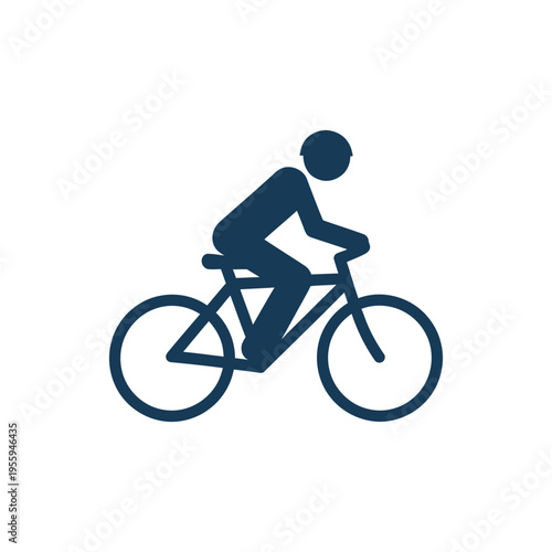 Bicycle Rider Silhouette in Blue
